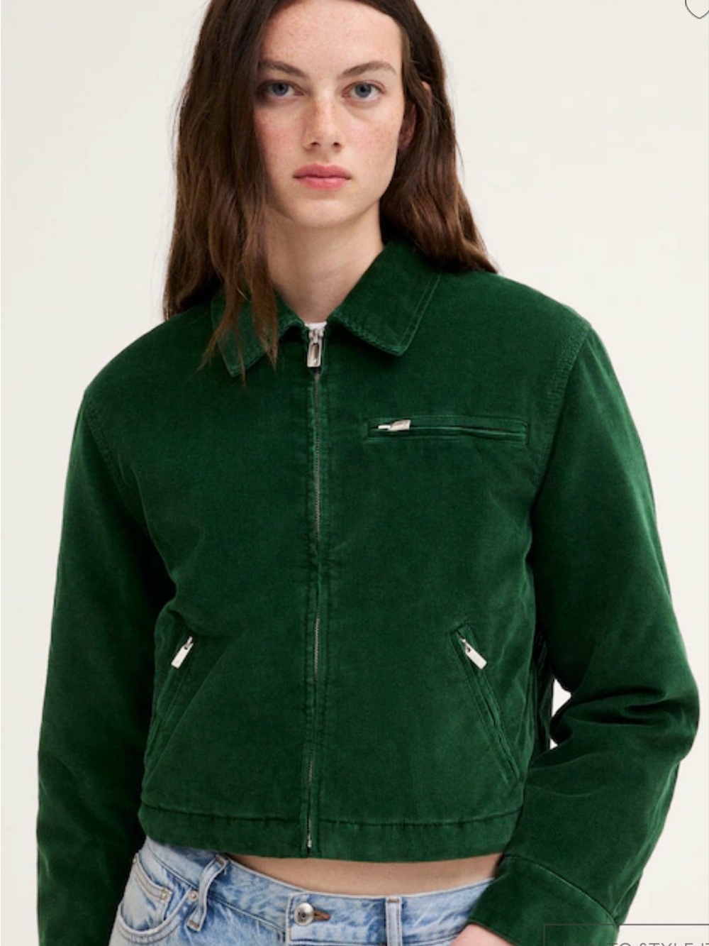 Madewell Forest Green Corduroy Zip Jacket